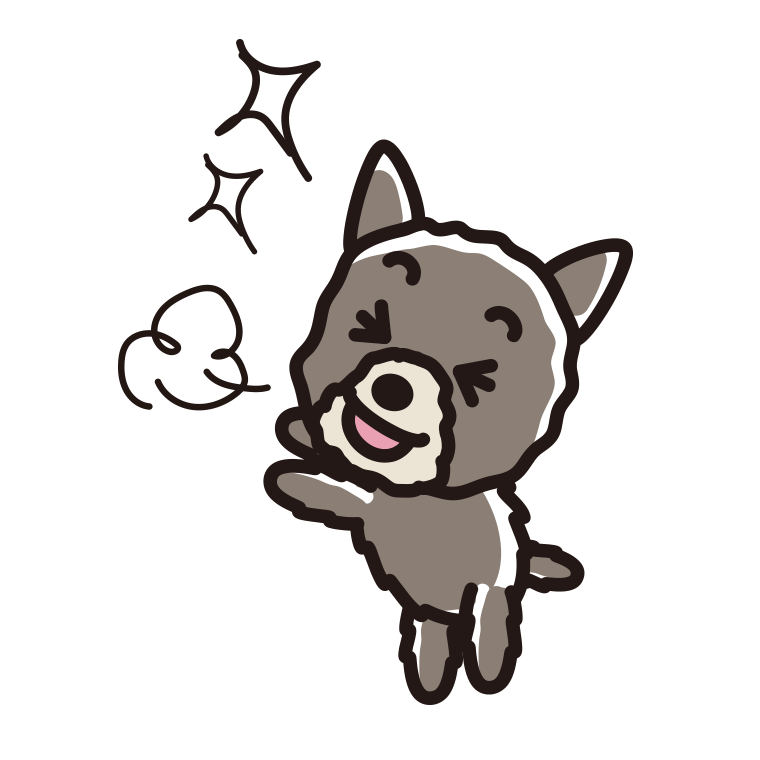 喜ぶヨーキーちゃん（犬）のイラスト【色あり、背景なし】透過PNG