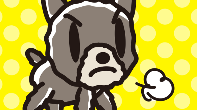 怒るヨーキーちゃん（犬）のイラスト【色、背景あり】PNG