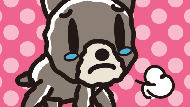 泣くヨーキーちゃん（犬）のイラスト【色、背景あり】PNG