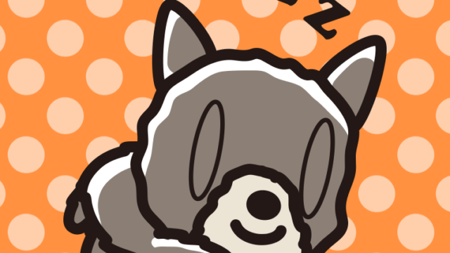 眠っているヨーキーちゃん（犬）のイラスト【色、背景あり】PNG