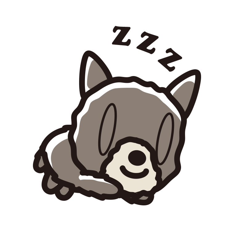 眠っているヨーキーちゃん（犬）のイラスト【色あり、背景なし】透過PNG