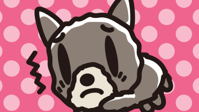 具合が悪いヨーキーちゃん（犬）のイラスト【色、背景あり】PNG