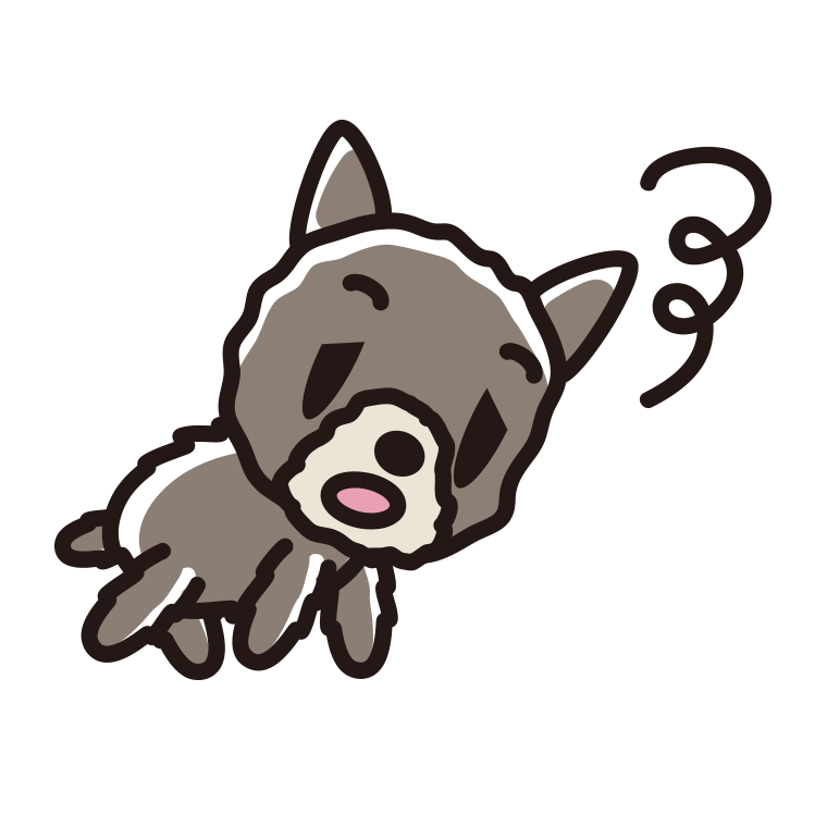 眠そうなヨーキーちゃん（犬）のイラスト【色あり、背景なし】透過PNG