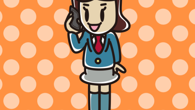 立ってスマホで電話する女子高校生のイラスト【色、背景あり】PNG