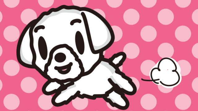 走るマルチーズちゃん（犬）のイラスト【色、背景あり】PNG