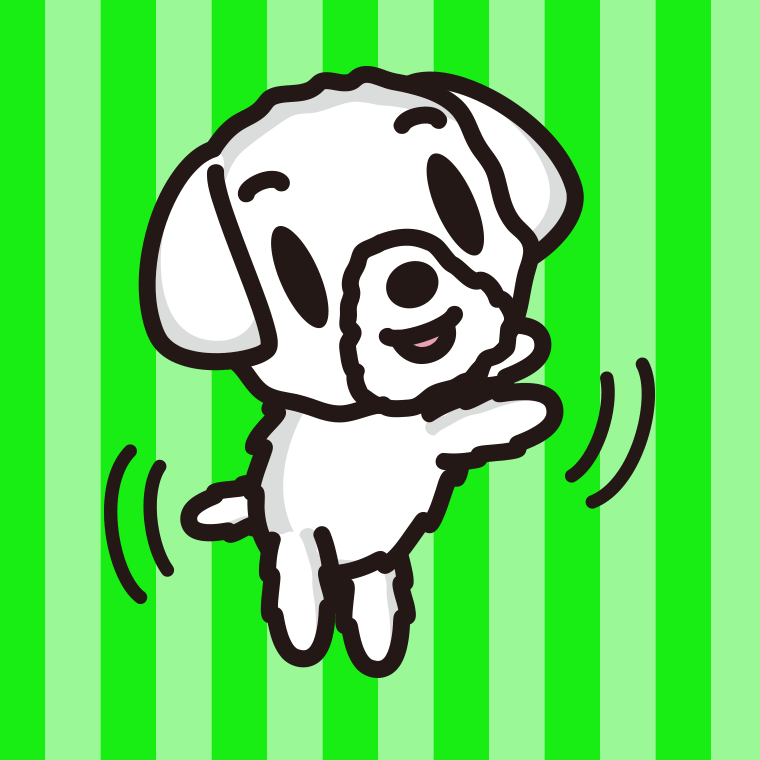 立つマルチーズちゃん（犬）のイラスト【色、背景あり】PNG