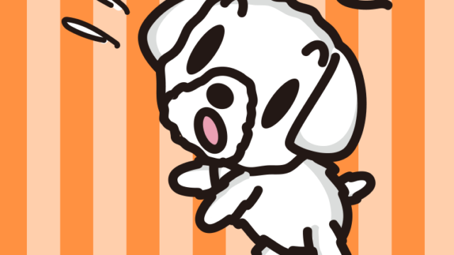 驚くマルチーズちゃん（犬）のイラスト【色、背景あり】PNG