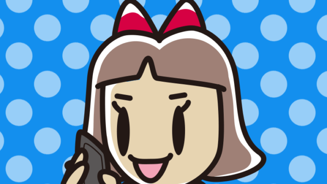 スマホで電話する小学生女子のイラスト【色、背景あり】PNG