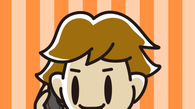 スマホで電話する男子高校生のイラスト【色、背景あり】PNG