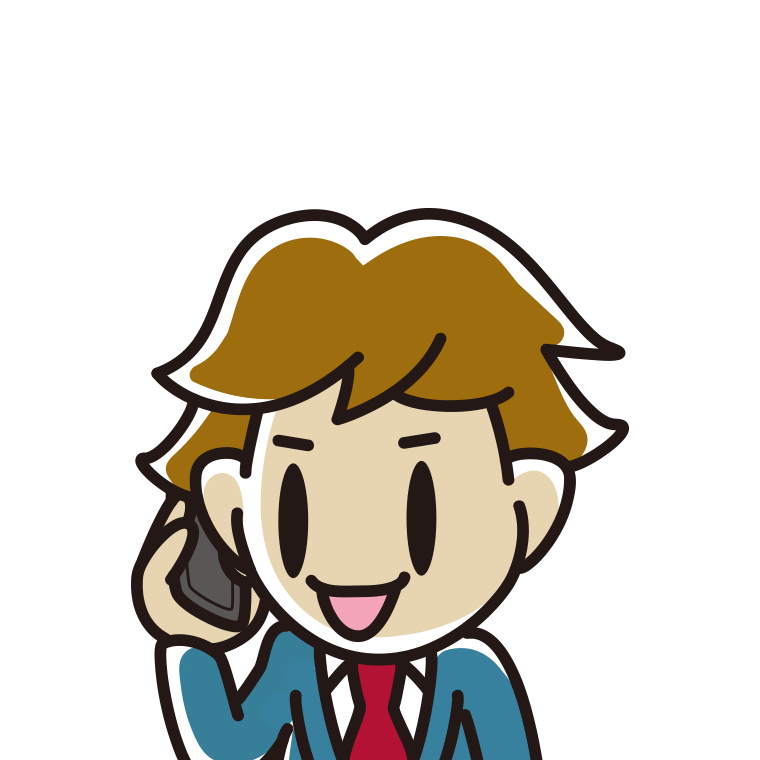 スマホで電話する男子高校生のイラスト【色あり、背景なし】透過PNG