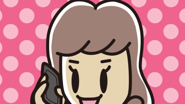 スマホで電話する女子大学生のイラスト【色、背景あり】PNG