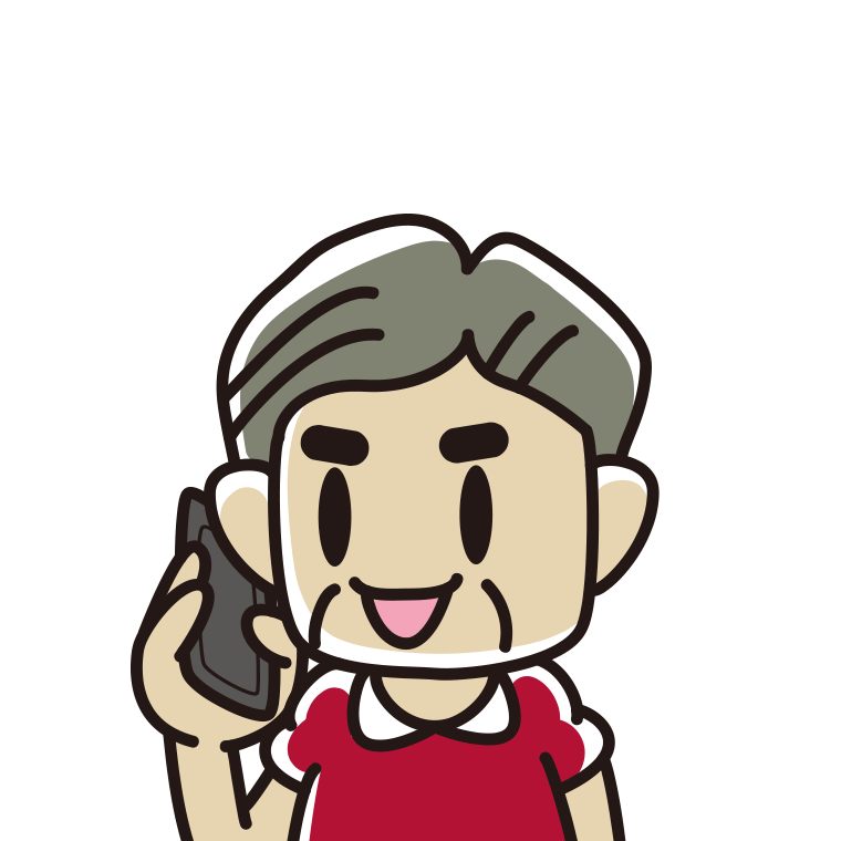 スマホで電話するおじさんのイラスト【色あり、背景なし】透過PNG