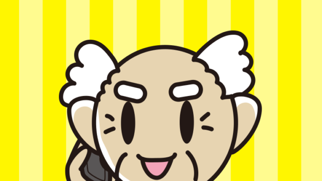 スマホで電話するおじいさんのイラスト【色、背景あり】PNG
