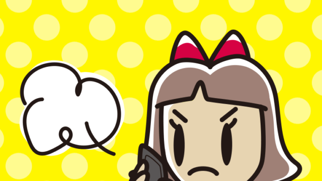 スマホで電話して怒る小学生女子のイラスト【色、背景あり】PNG