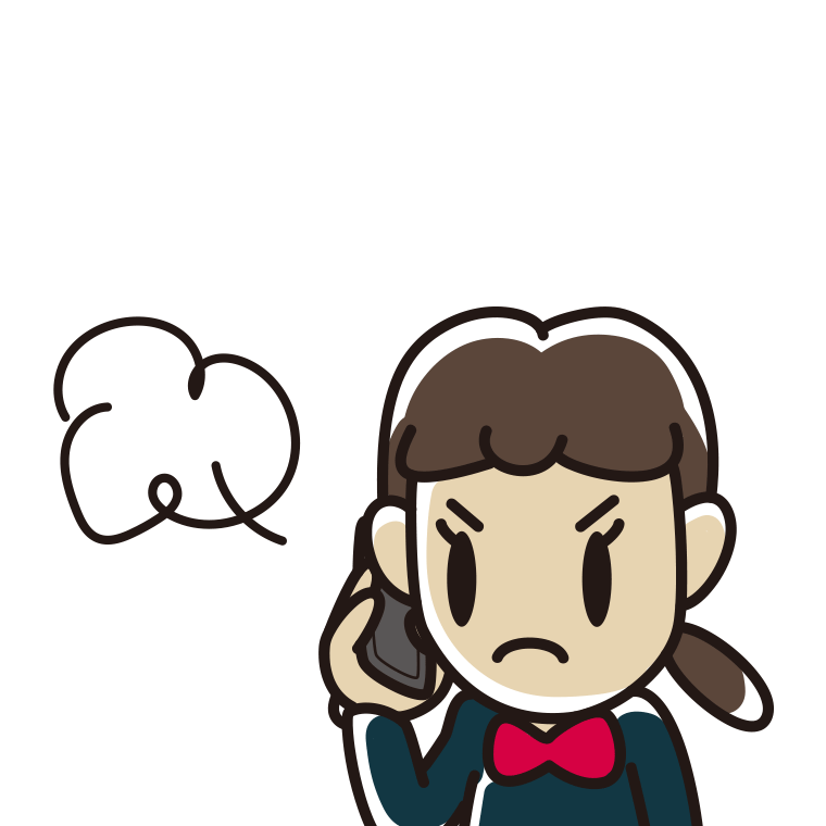 スマホで電話して怒る女子中学生のイラスト【色あり、背景なし】透過PNG