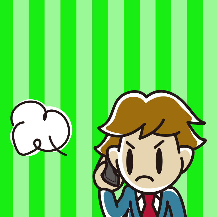 スマホで電話して怒る男子高校生のイラスト【色、背景あり】PNG