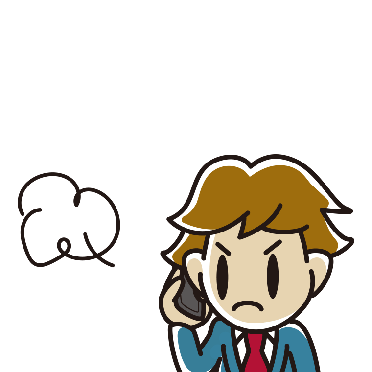 スマホで電話して怒る男子高校生のイラスト【色あり、背景なし】透過PNG