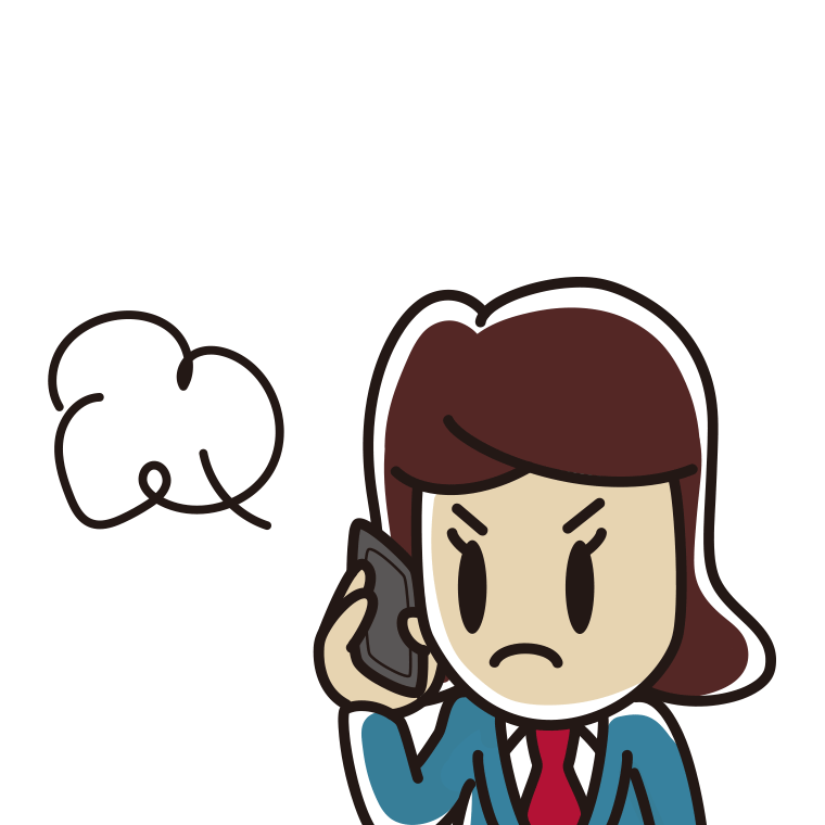 スマホで電話して怒る女子高校生のイラスト【色あり、背景なし】透過PNG