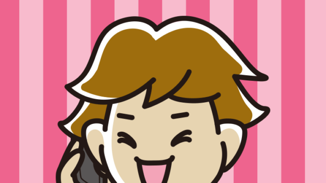 スマホで電話して笑う男子高校生のイラスト【色、背景あり】PNG