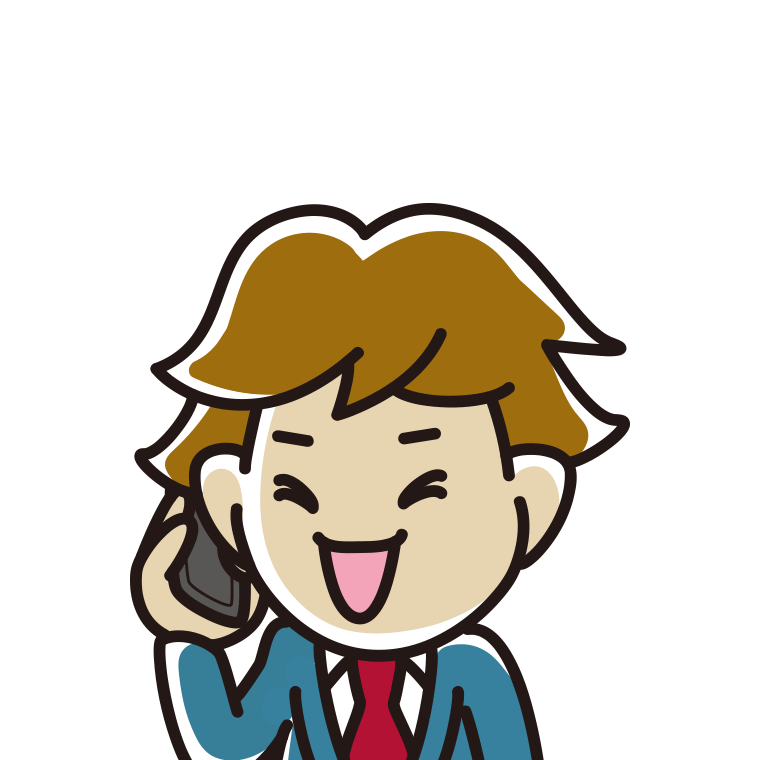 スマホで電話して笑う男子高校生のイラスト【色あり、背景なし】透過PNG
