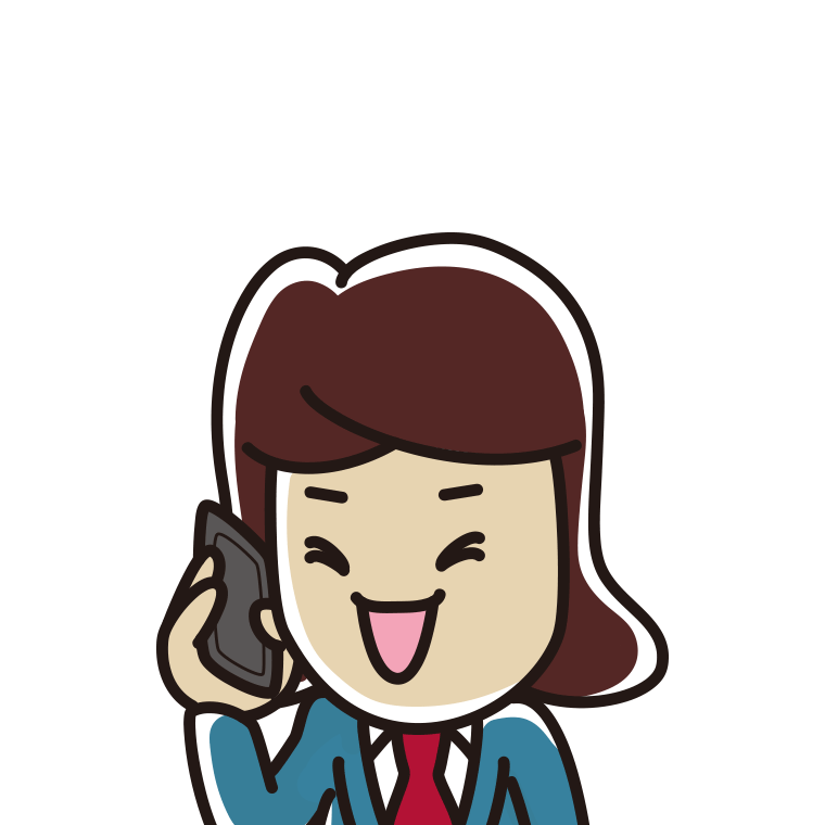 スマホで電話して笑う女子高校生のイラスト【色あり、背景なし】透過PNG