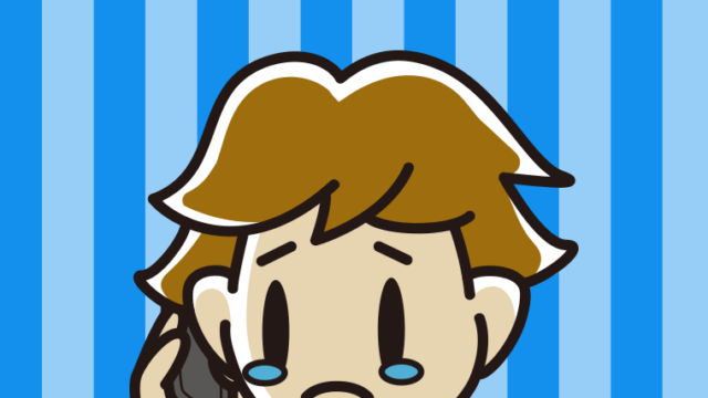 スマホで電話して泣く男子高校生のイラスト【色、背景あり】PNG