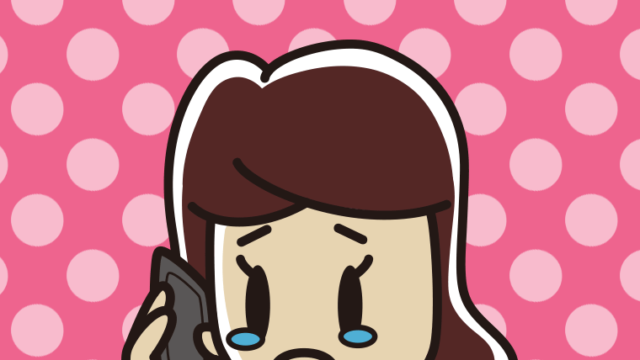 スマホで電話して泣く女子高校生のイラスト【色、背景あり】PNG