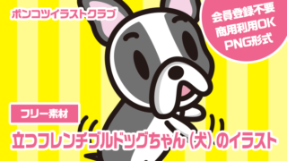 【フリー素材】立つフレンチブルドッグちゃん（犬）のイラスト