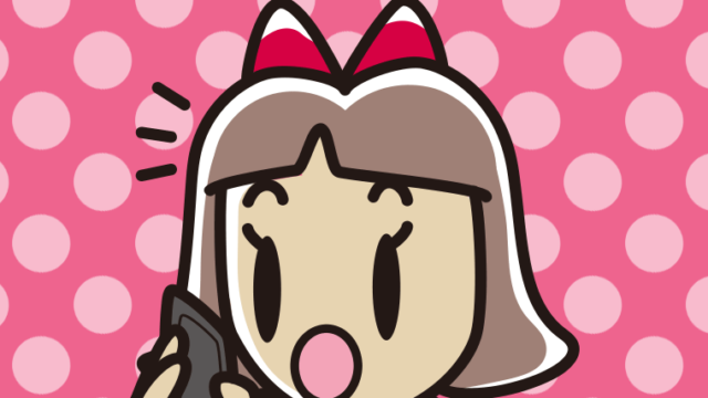 スマホで電話して驚く小学生女子のイラスト【色、背景あり】PNG