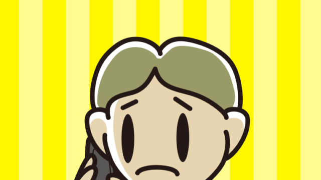 スマホで電話して困る小学生男子のイラスト【色、背景あり】PNG