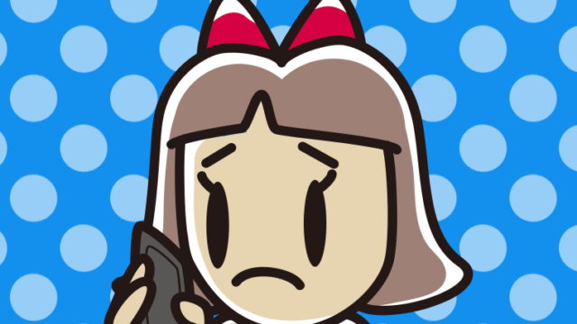 スマホで電話して困る小学生女子のイラスト【色、背景あり】PNG