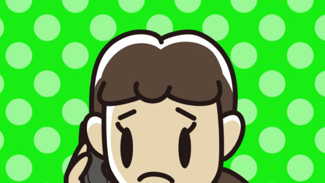 スマホで電話して困る女子中学生のイラスト【色、背景あり】PNG