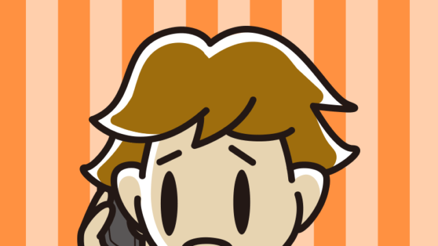 スマホで電話して困る男子高校生のイラスト【色、背景あり】PNG