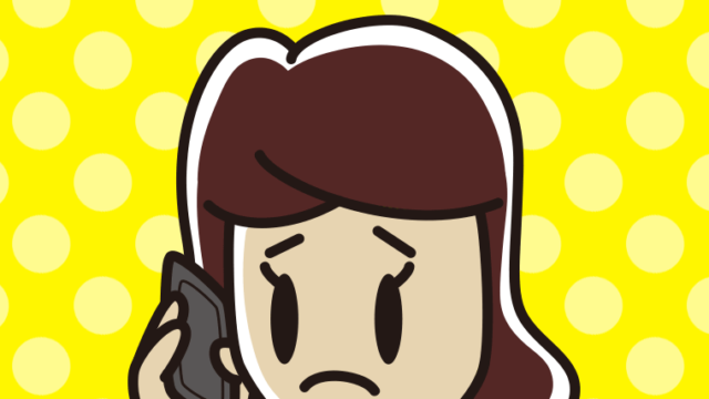 スマホで電話して困る女子高校生のイラスト【色、背景あり】PNG