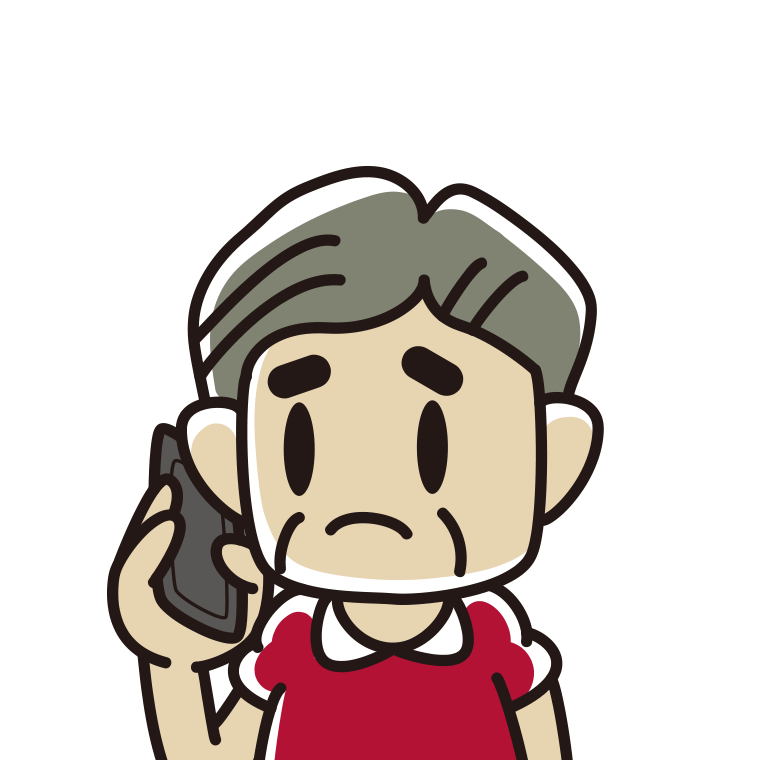 スマホで電話して困るおじさんのイラスト【色あり、背景なし】透過PNG