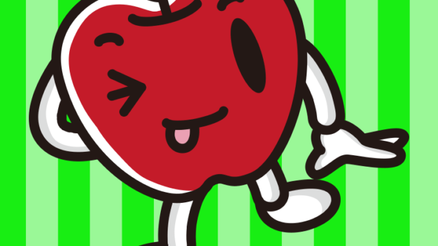 テヘヘなりんごちゃんのイラスト【色、背景あり】PNG