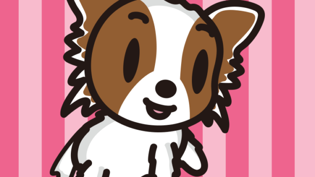かわいいパピヨンちゃん（犬）のイラスト【色、背景あり】PNG