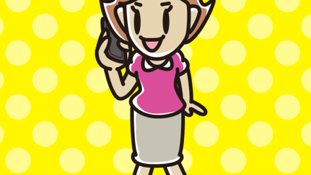 歩きながらスマホで電話する女性のイラスト【色、背景あり】PNG