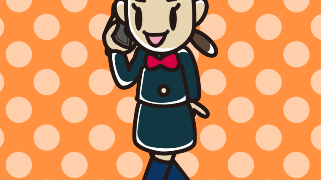 歩きながらスマホで電話する女子中学生のイラスト【色、背景あり】PNG