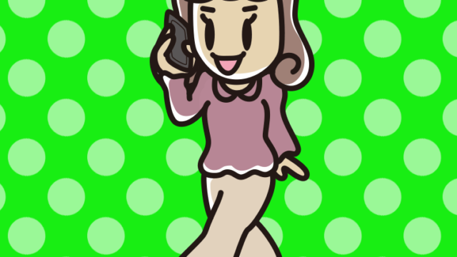 歩きながらスマホで電話する女子大学生のイラスト【色、背景あり】PNG