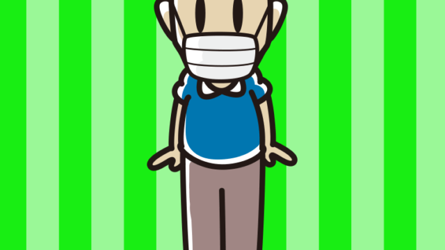 マスクをする男性のイラスト【色、背景あり】PNG