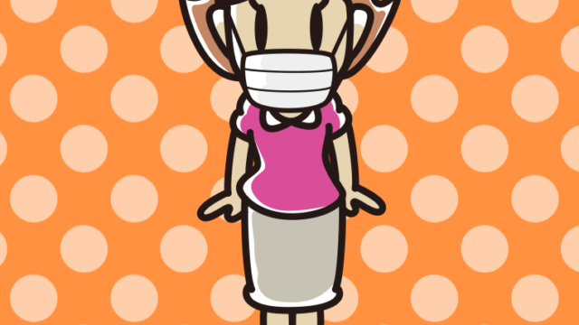 マスクをする女性のイラスト【色、背景あり】PNG