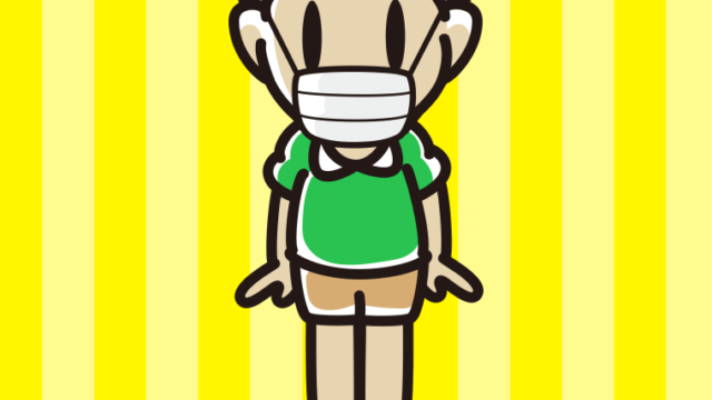 マスクをする小学生男子のイラスト【色、背景あり】PNG