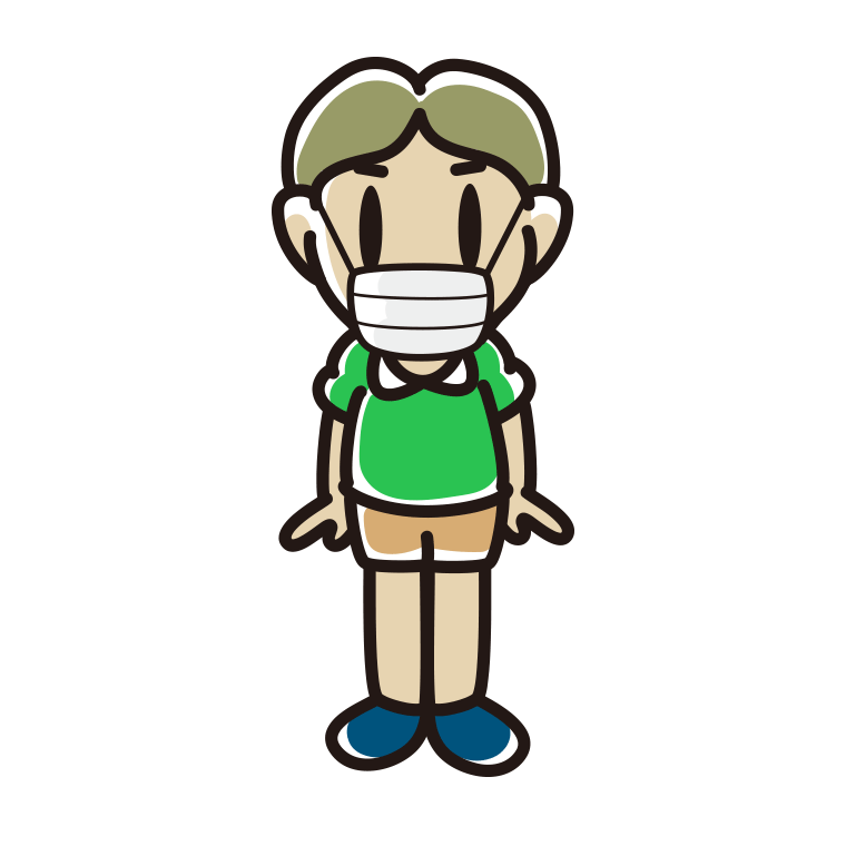 マスクをする小学生男子のイラスト【色あり、背景なし】透過PNG