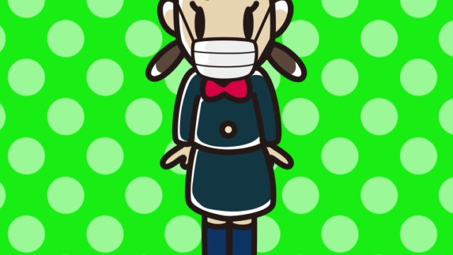 マスクをする女子中学生のイラスト【色、背景あり】PNG