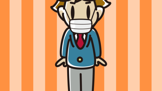 マスクをする男子高校生のイラスト【色、背景あり】PNG