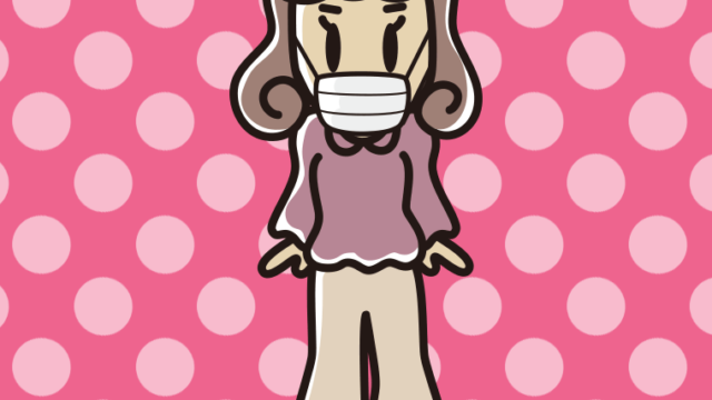 マスクをする女子大学生のイラスト【色、背景あり】PNG