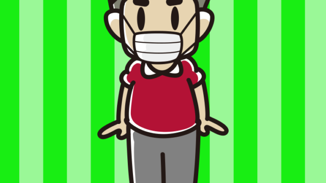 マスクをするおじさんのイラスト【色、背景あり】PNG