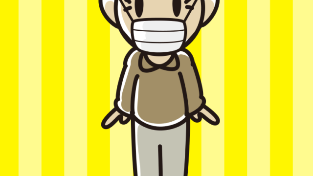 マスクをするおじいさんのイラスト【色、背景あり】PNG