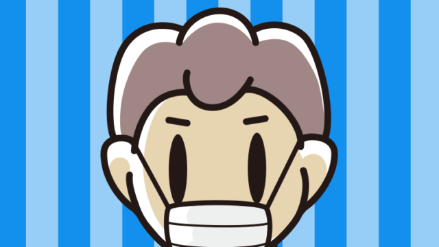 マスクをする男子中学生の顔のイラスト【色、背景あり】PNG